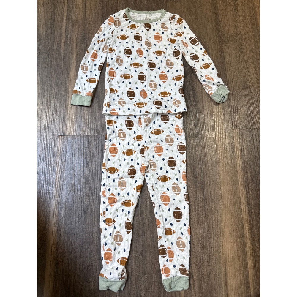 Milkberry Pajamas Kids 24M White Football Print Long Sleeve Snug Fit Set